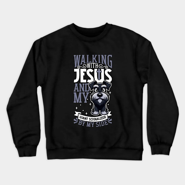 Jesus and dog - Giant Schnauzer Crewneck Sweatshirt by Modern Medieval Design